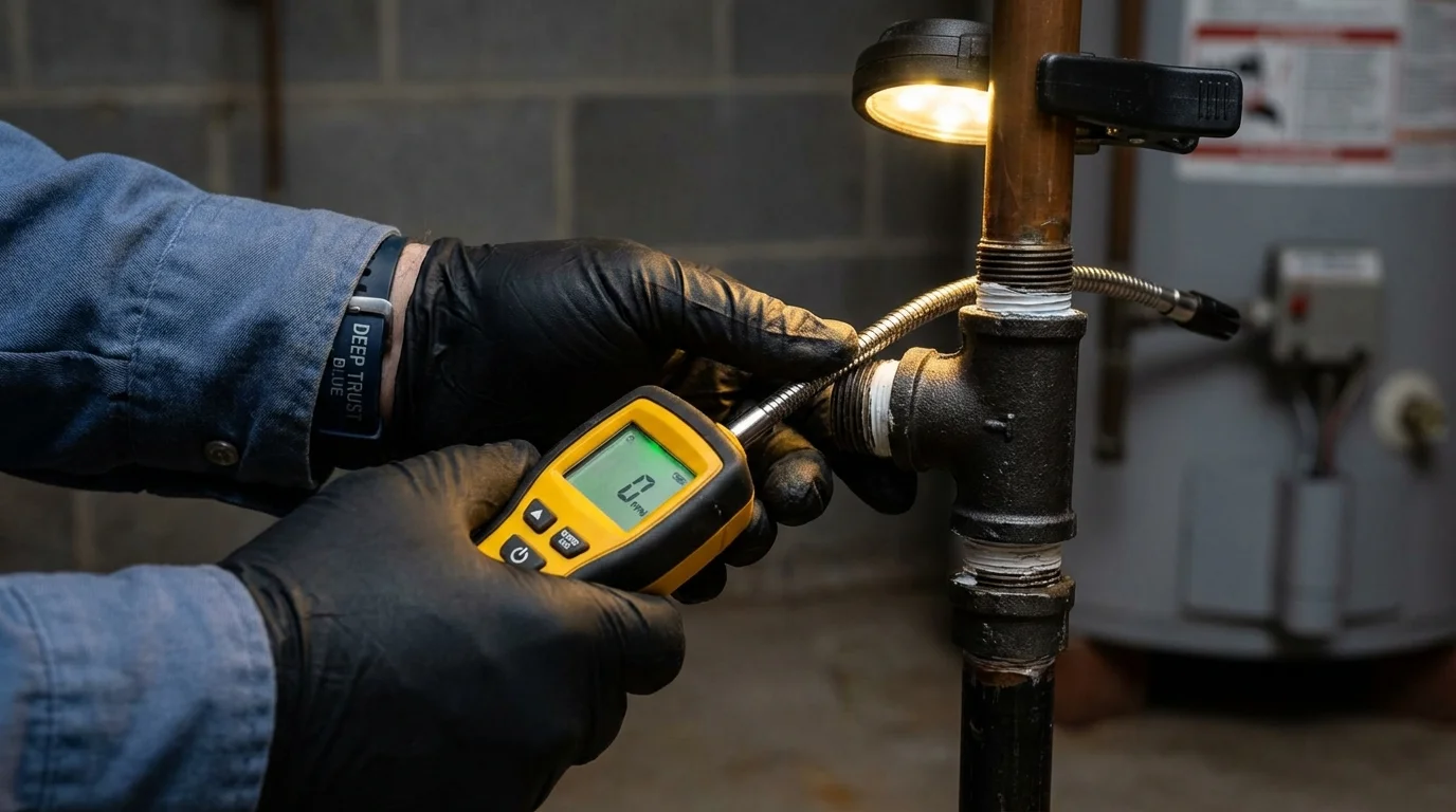 Gas leak detection with electronic sniffer by Johns Plumbing LLC in Capitola