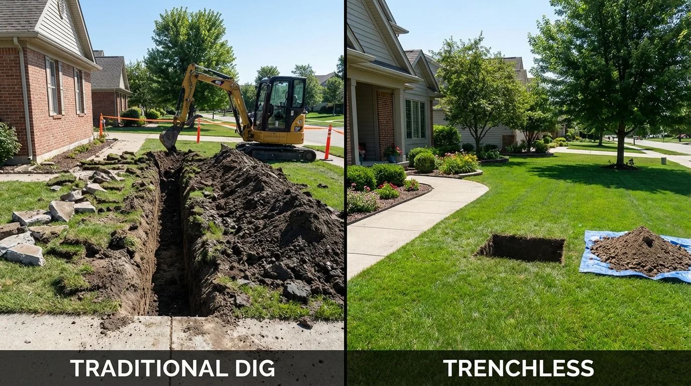 Trenchless sewer repair with minimal yard damage versus traditional excavation in Capitola, CA
